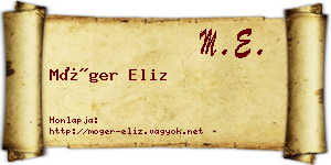 Móger Eliz névjegykártya